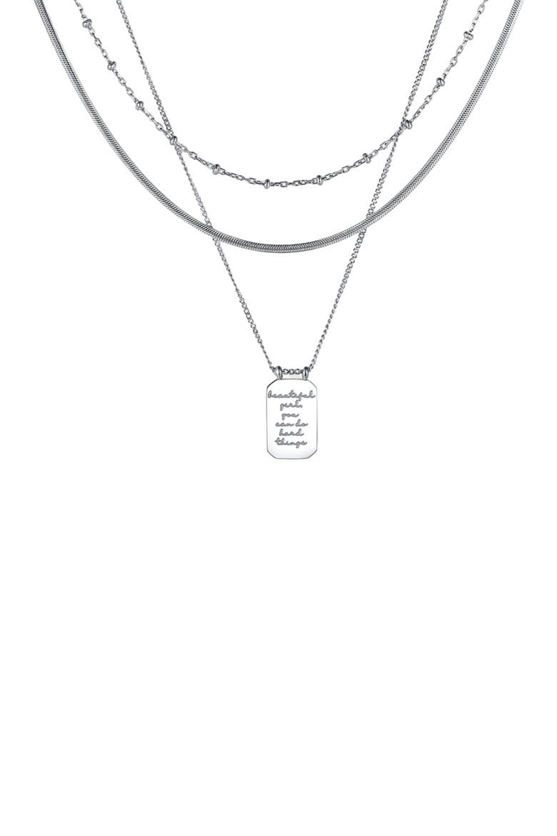 Beautiful Girl, You Can Do Hard Things - Layered Necklace, Main, color, Silver