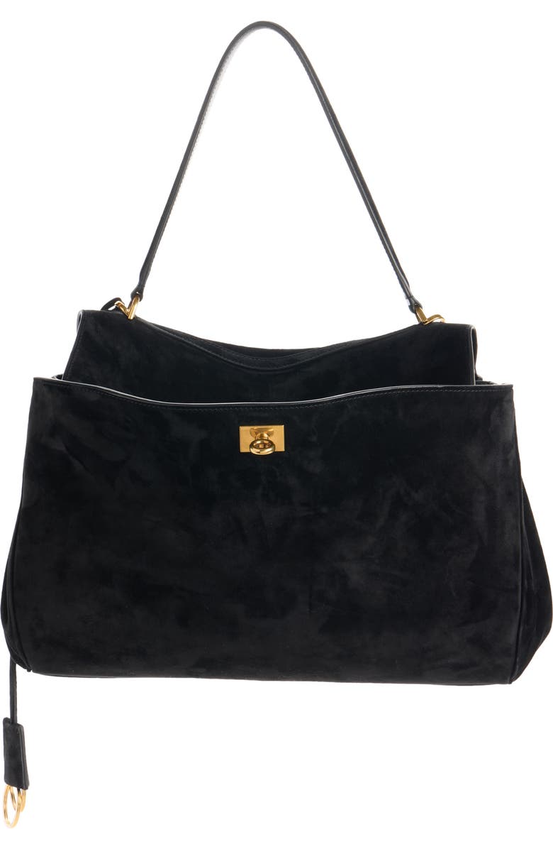 Balenciaga Medium Rodeo Suede Top Handle Bag, Main, color, 1000 Black