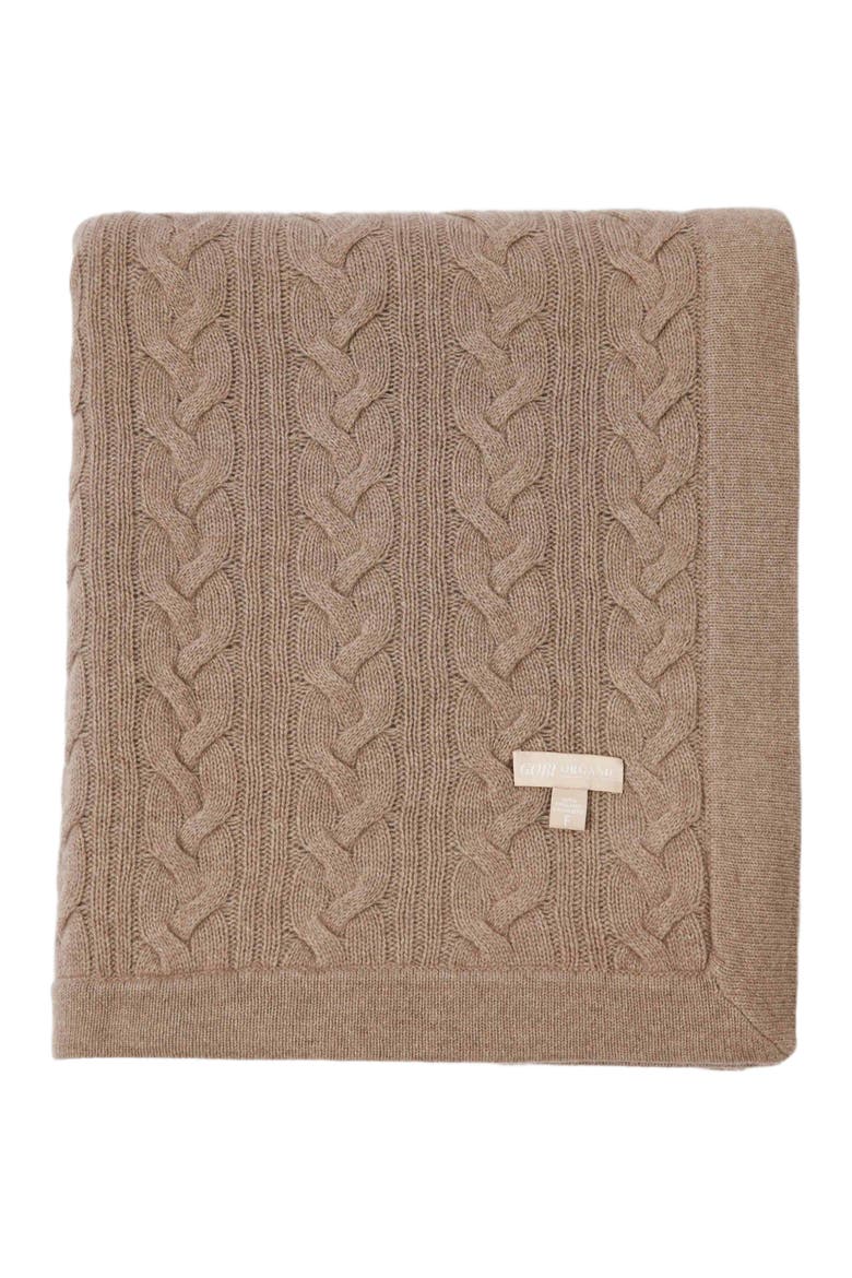 Cable Knit Blanket, Main, color, taupe
