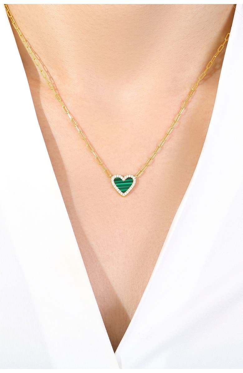 Mint & Lily Dainty Heart Paperclip Necklace, Alternate, color, Onyx