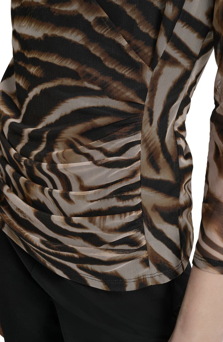 DKNY Surplice Mesh Top, Alternate, color, Blurred Zebra
