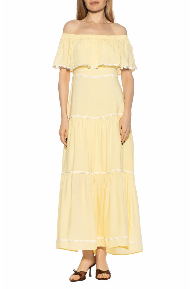 Esme Off the Shoulder Maxi Dress, Main, color, BUTTER YELLOW