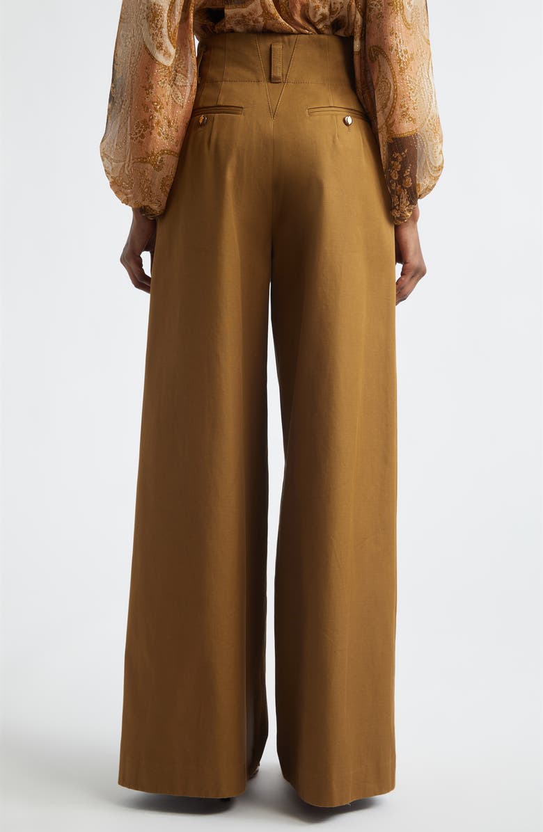 Zimmermann Luna Drill Tailored Trousers, Alternate, color, Dark Khaki