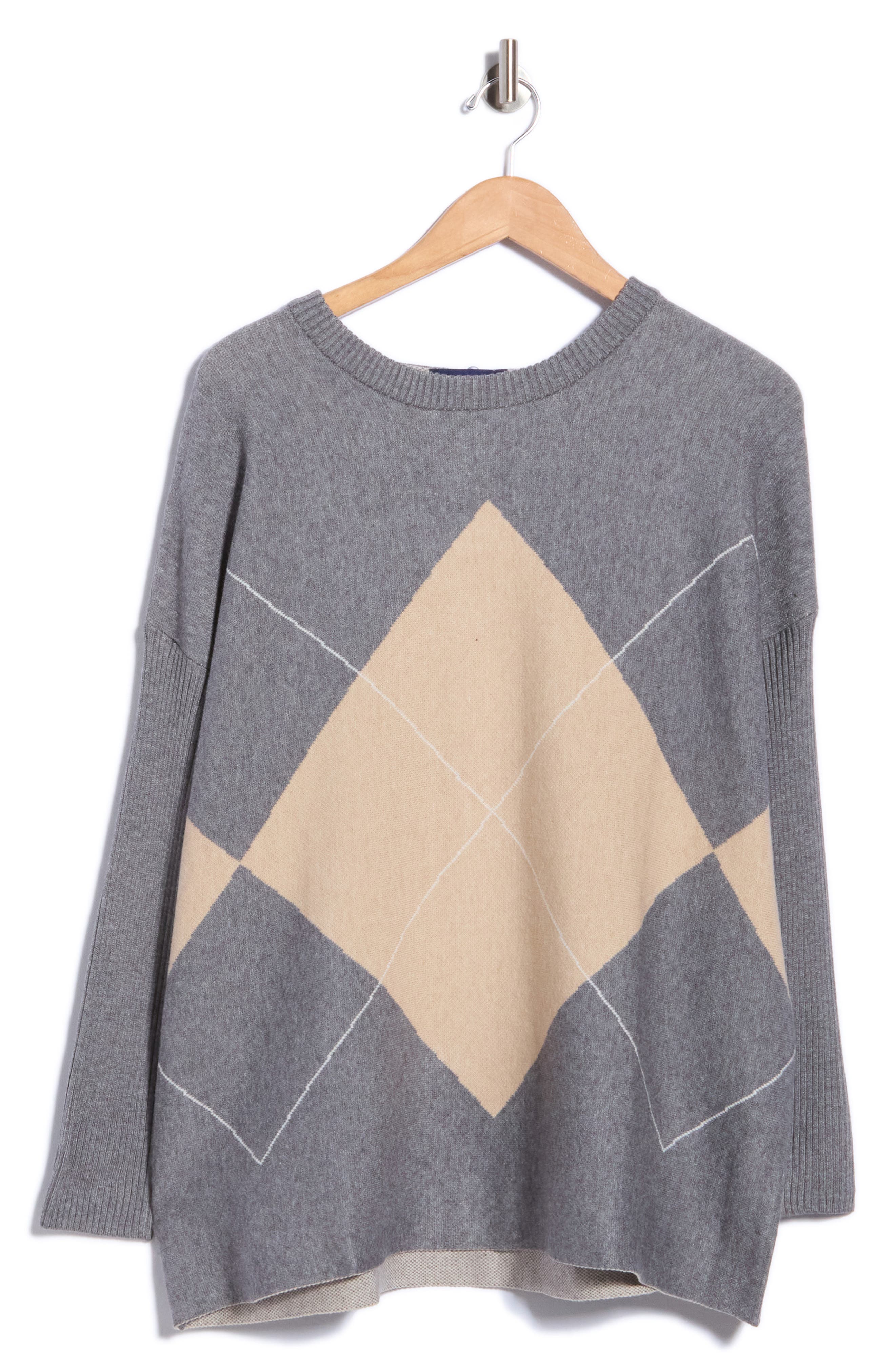 Detachable Cowl Exploded Argyle Sweater