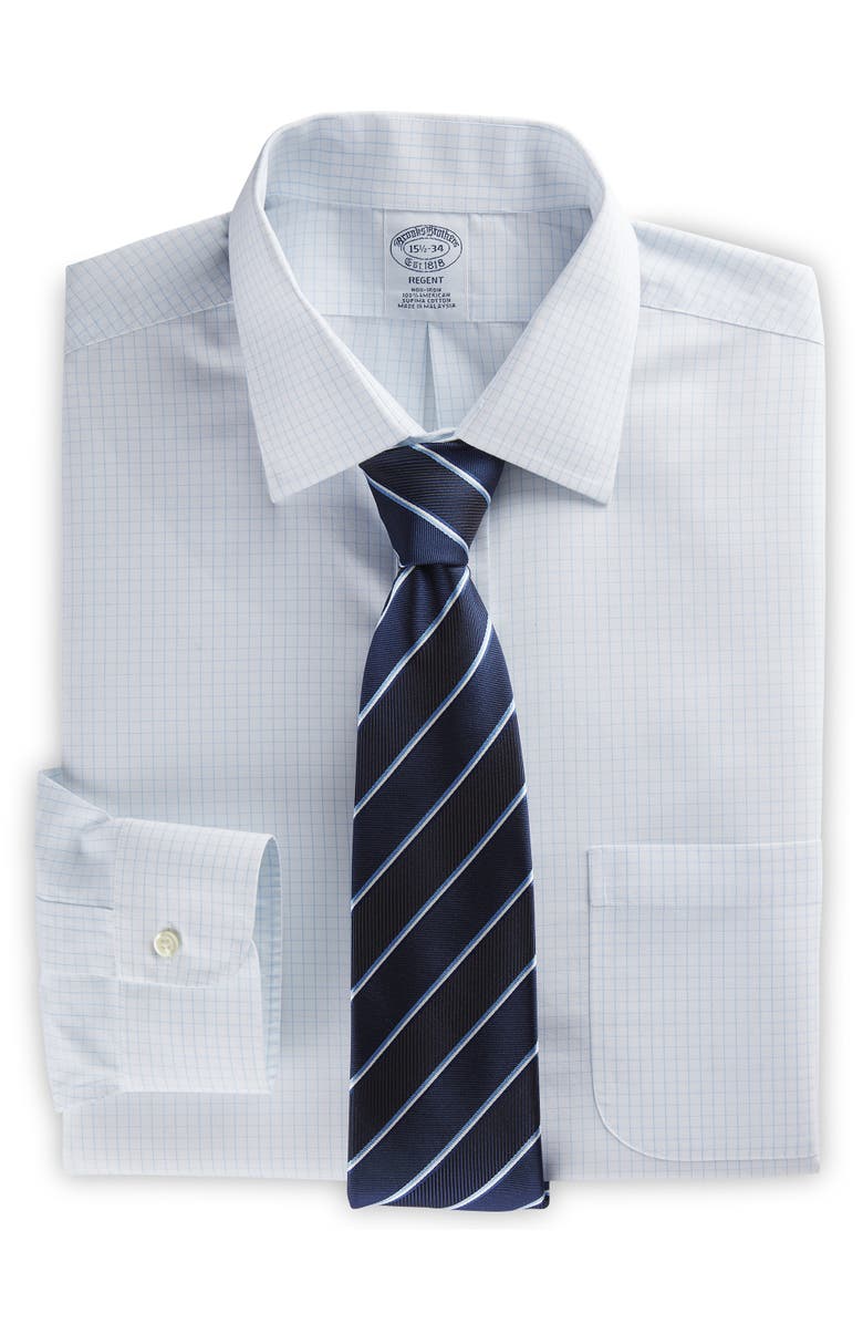 Brooks Brothers Big & Tall Checkered Graph Dress Shirt, Alternate, color, Graphite