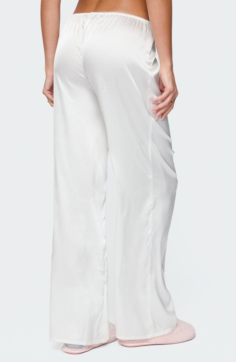 EDIKTED Izabella Satin Effect Wide Leg Pants, Alternate, color, White