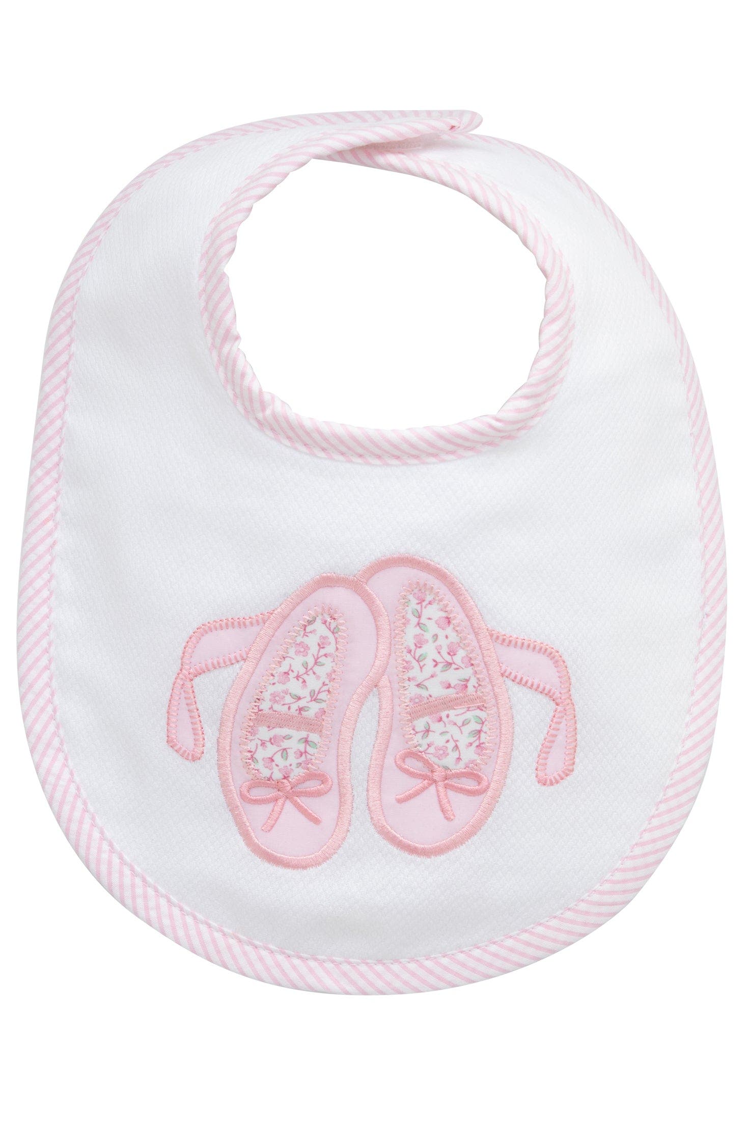 3 Marthas Pretty in Pink Applique Basic Bib in Ballet 