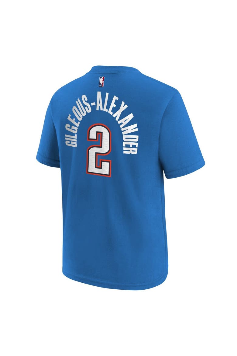 Youth Shai Gilgeous-Alexander Blue Oklahoma City Thunder Icon Name & Number T-Shirt, Alternate, color, White