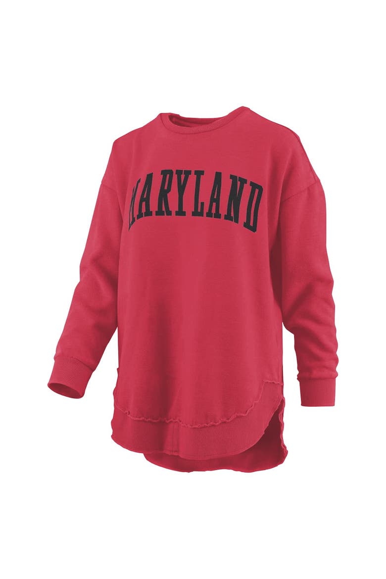 Women's Pressbox  Red Maryland Terrapins Melange Poncho Vintage Fleece Long Sleeve Pullover Sweatshirt, Alternate, color, Red