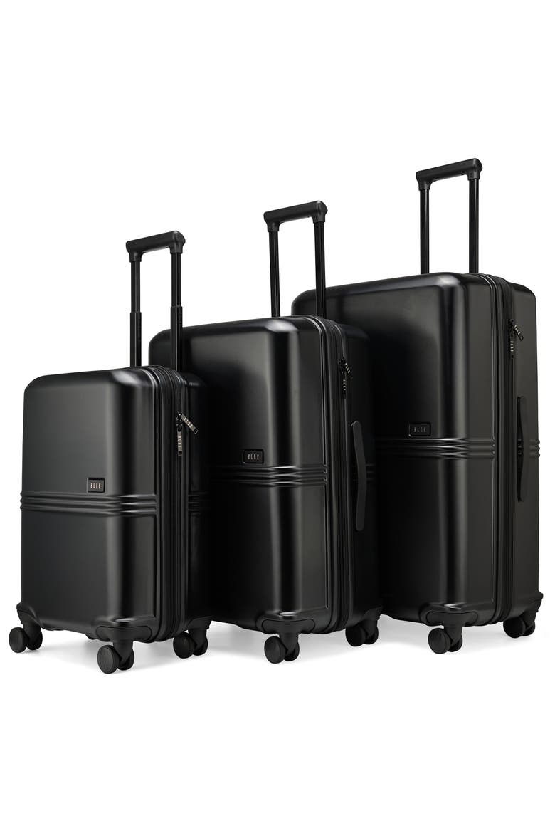 Expedition 3 Piece Expandable Polycarbonate Spinner Luggage Set, Alternate, color, Black