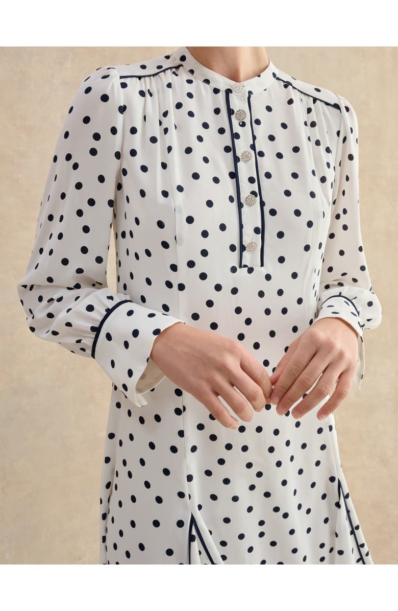 HOBBS LONDON Ruth Polka Dot Mini Dress, Alternate, color, Ivorymidnight