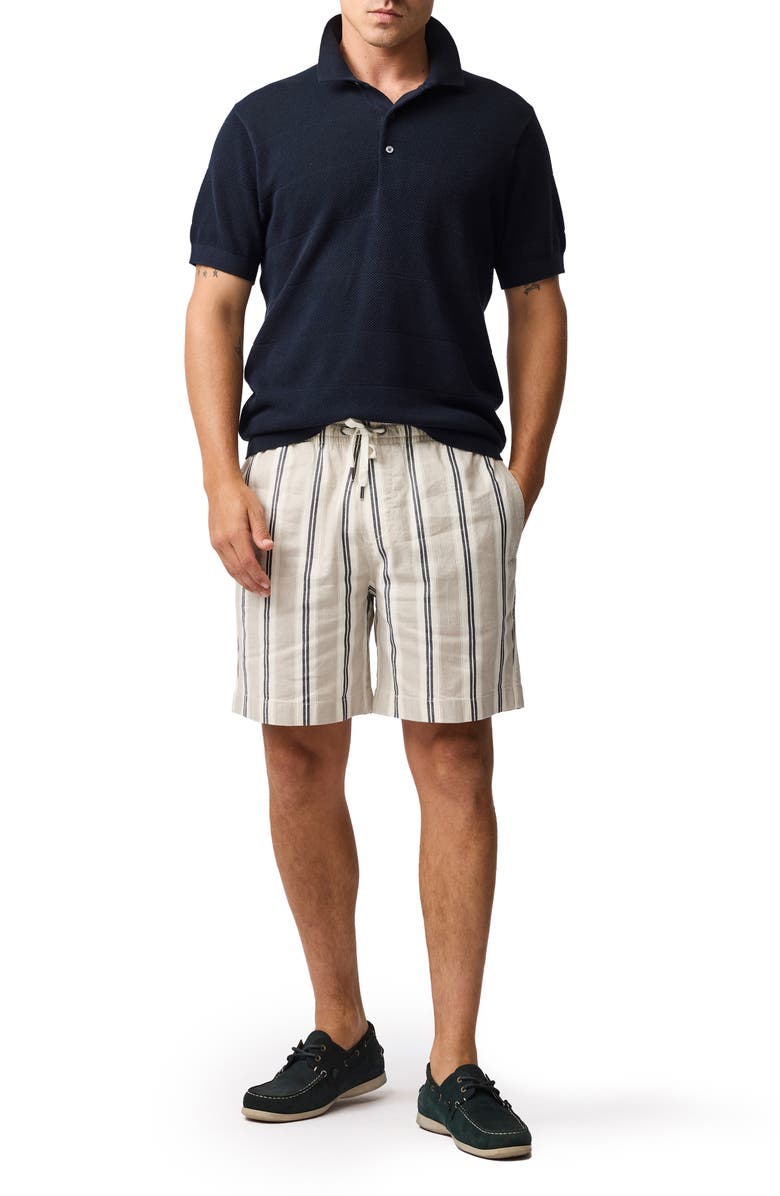 Rodd & Gunn Wingfield Stripe Stretch Cotton & Linen Shorts, Alternate, color, Fog