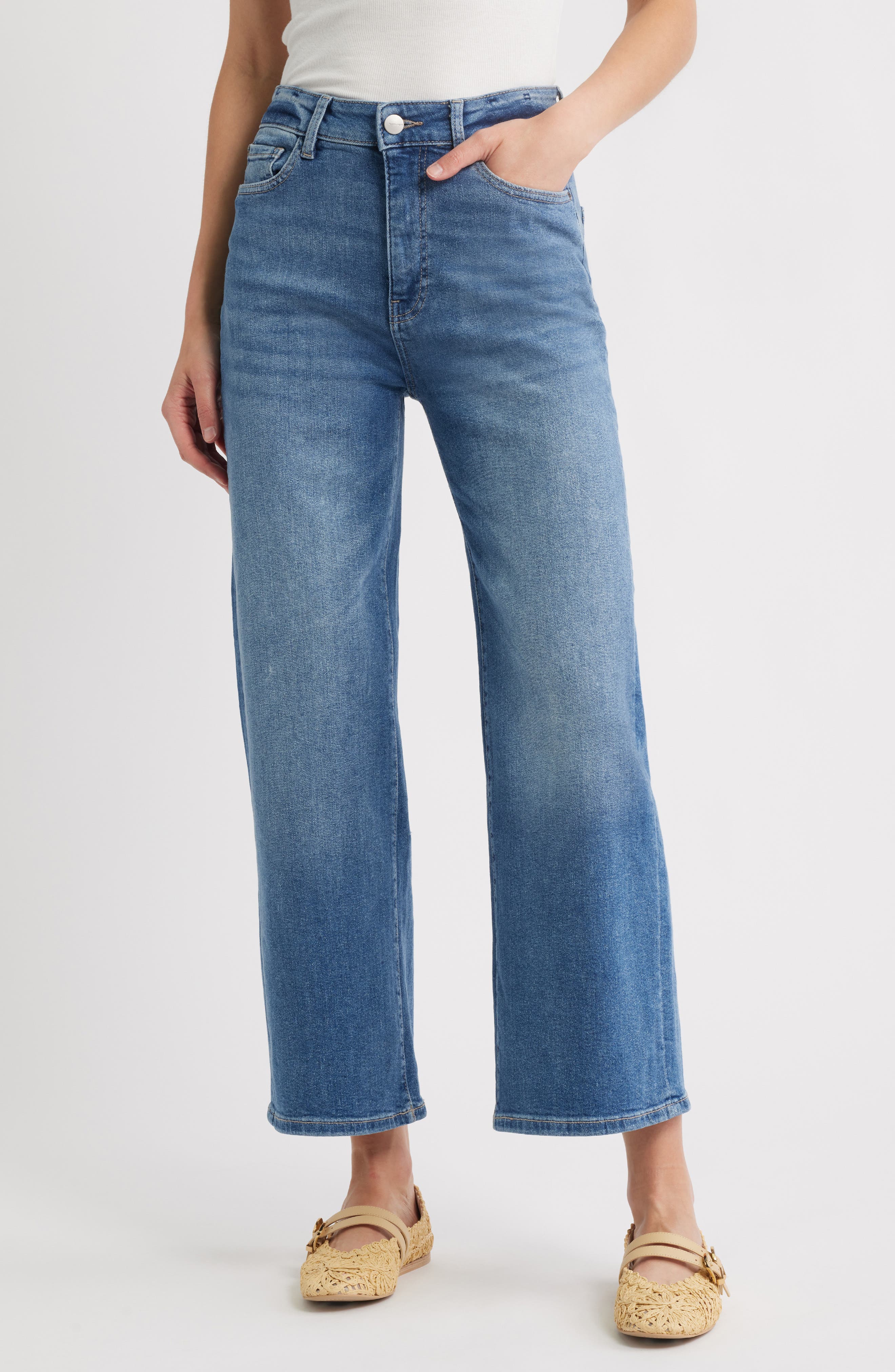 WARP+WEFT High Waist Crop Wide Leg Jeans