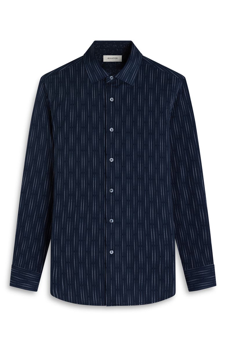 Bugatchi Jimmy OoohCotton<sup>®</sup> Dot Button-Up Shirt, Alternate, color, Navy