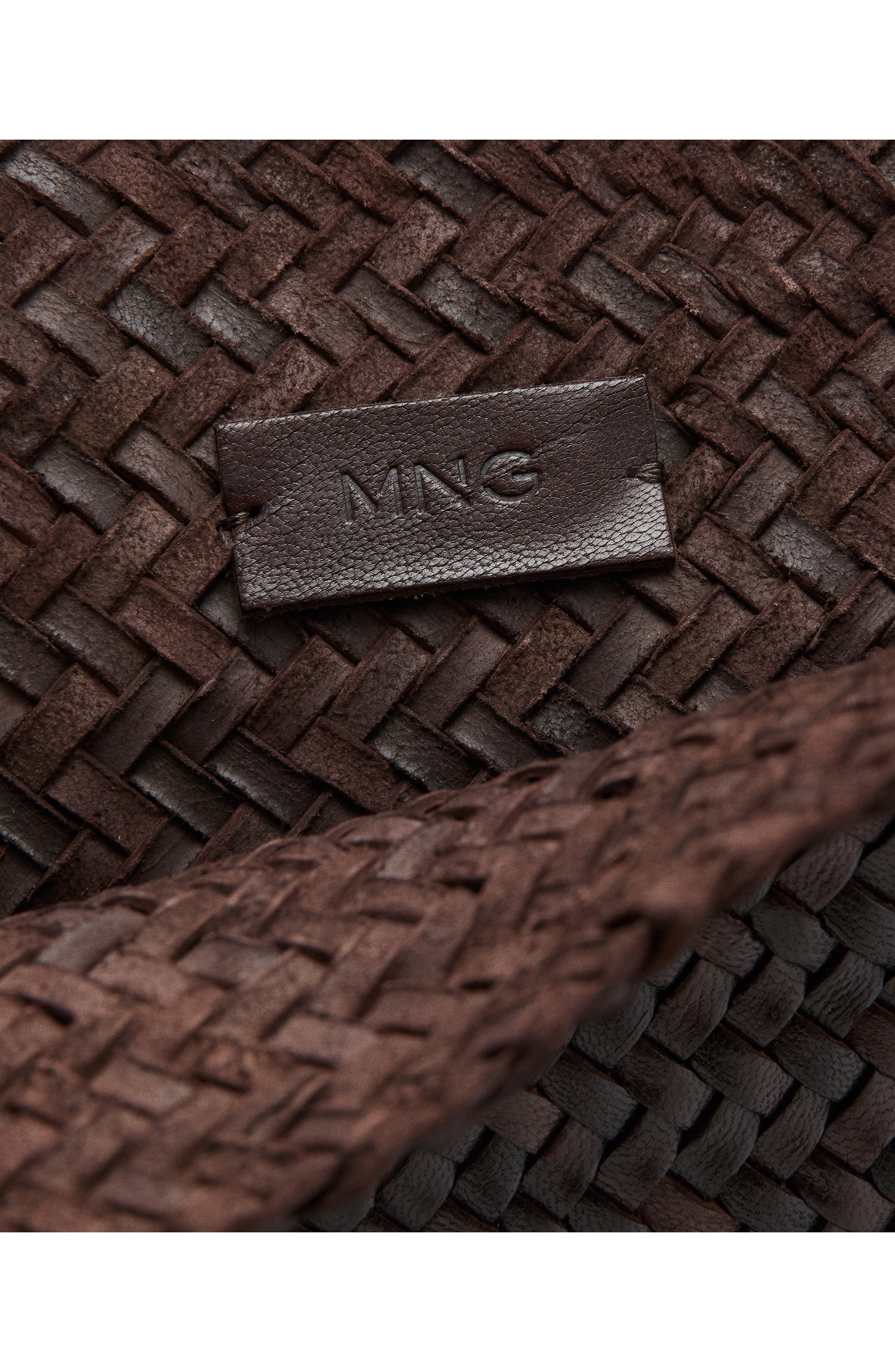 Braided Woven Leather Shopper Bag, Alternate, color, CHOCOLATE
