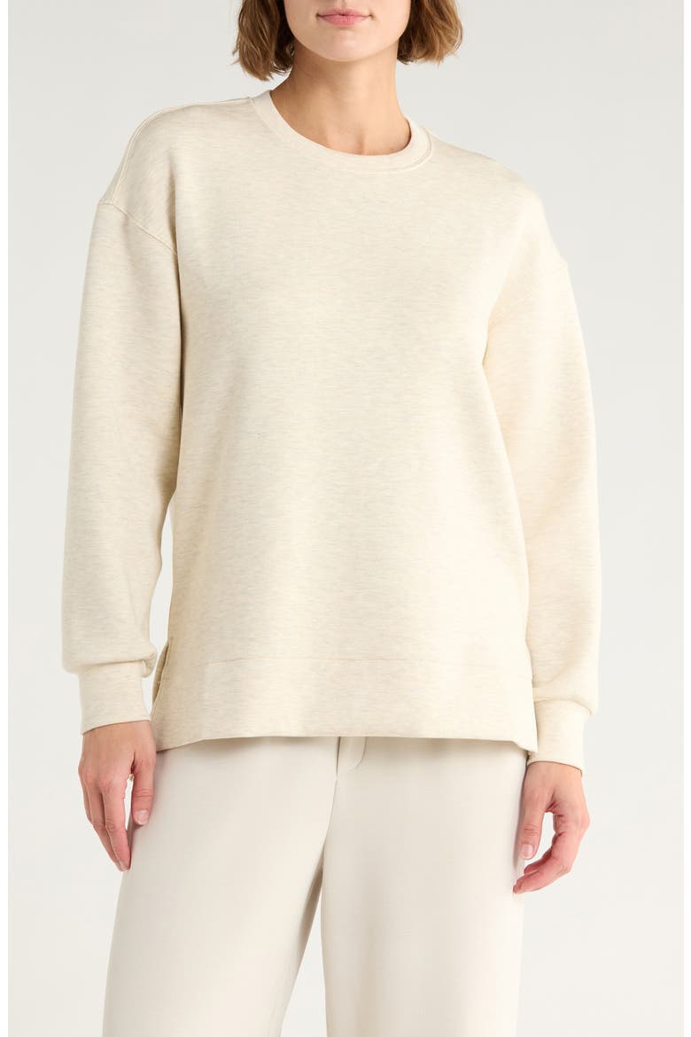 Air Essentials Brushed Crewneck Top, Main, color, HEATHER CREAM