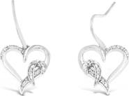 Haus of Brilliance Silver Round Diamond Heart Dangle Earrings