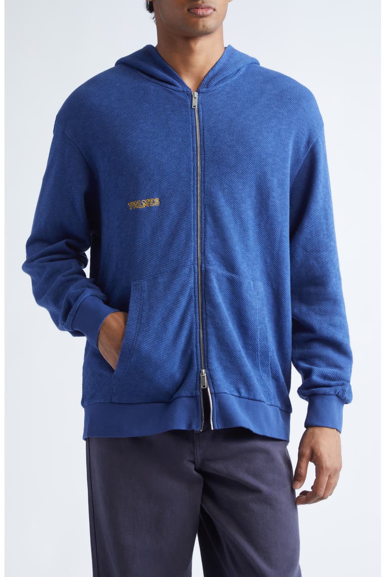Waffle Stitch Zip Hoodie, Main, color, BLUE