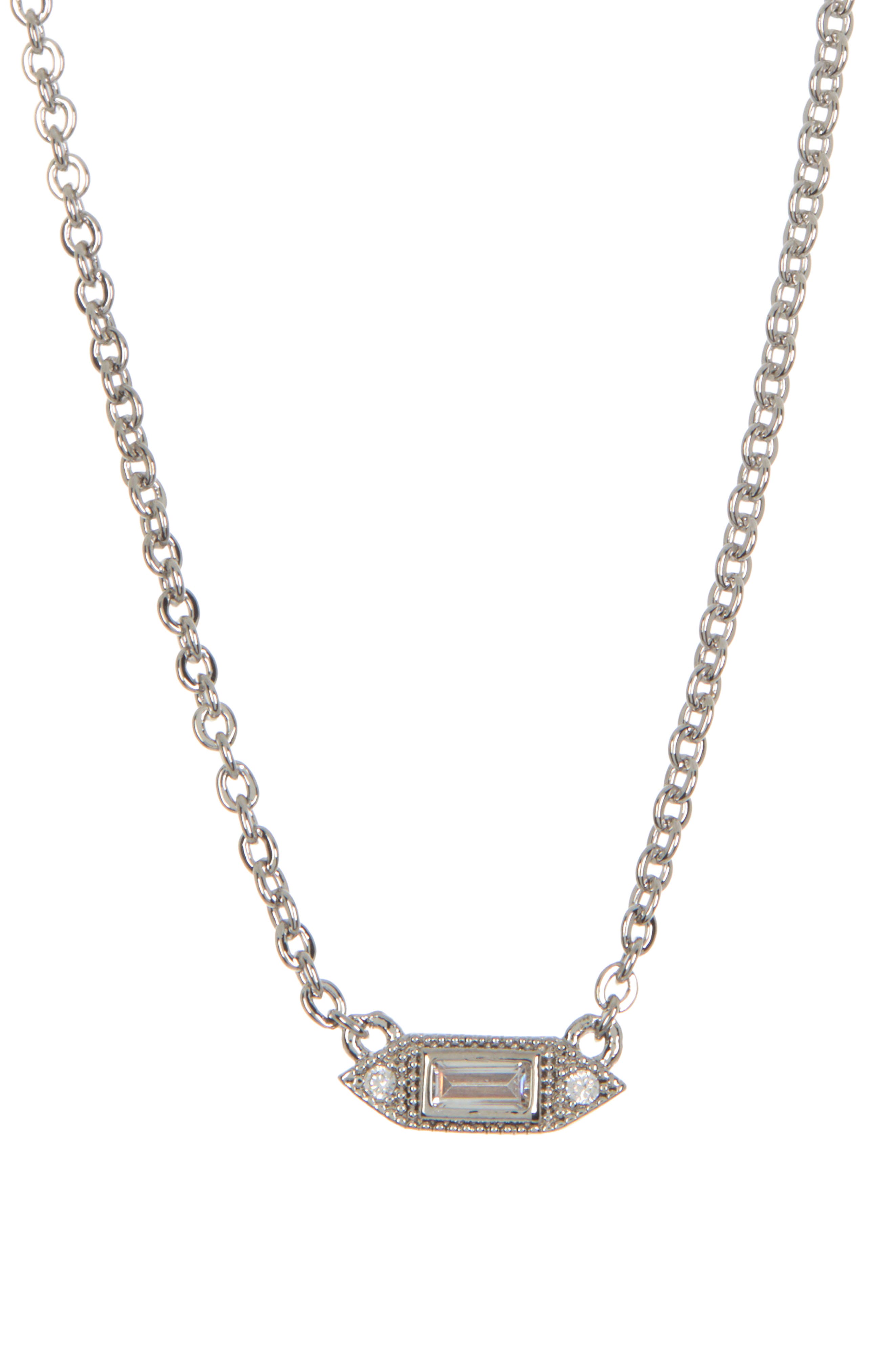 Sterling Forever Elongated Diamond CZ Pendant Necklace