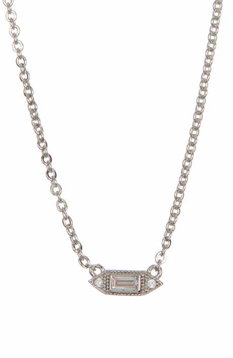 Sterling Forever Elongated Diamond CZ Pendant Necklace
