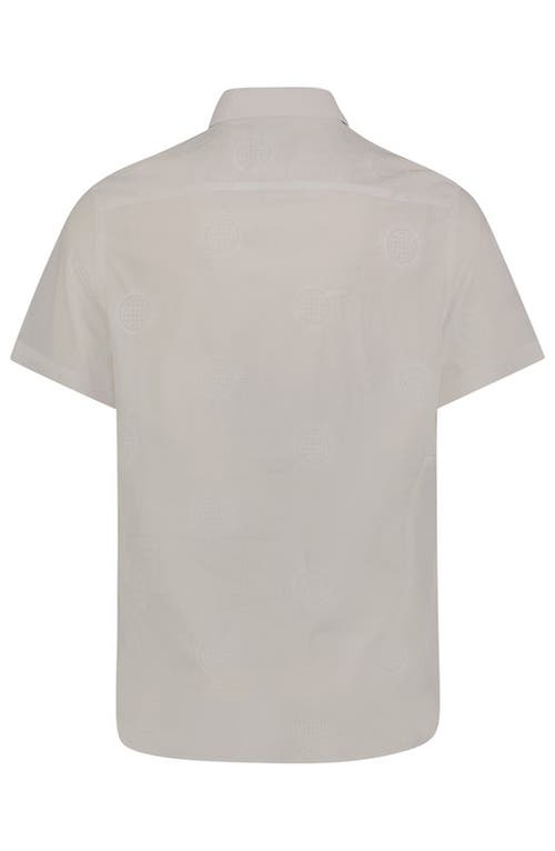 Luchiano Visconti Circle Print Short Sleeve Shirt In White