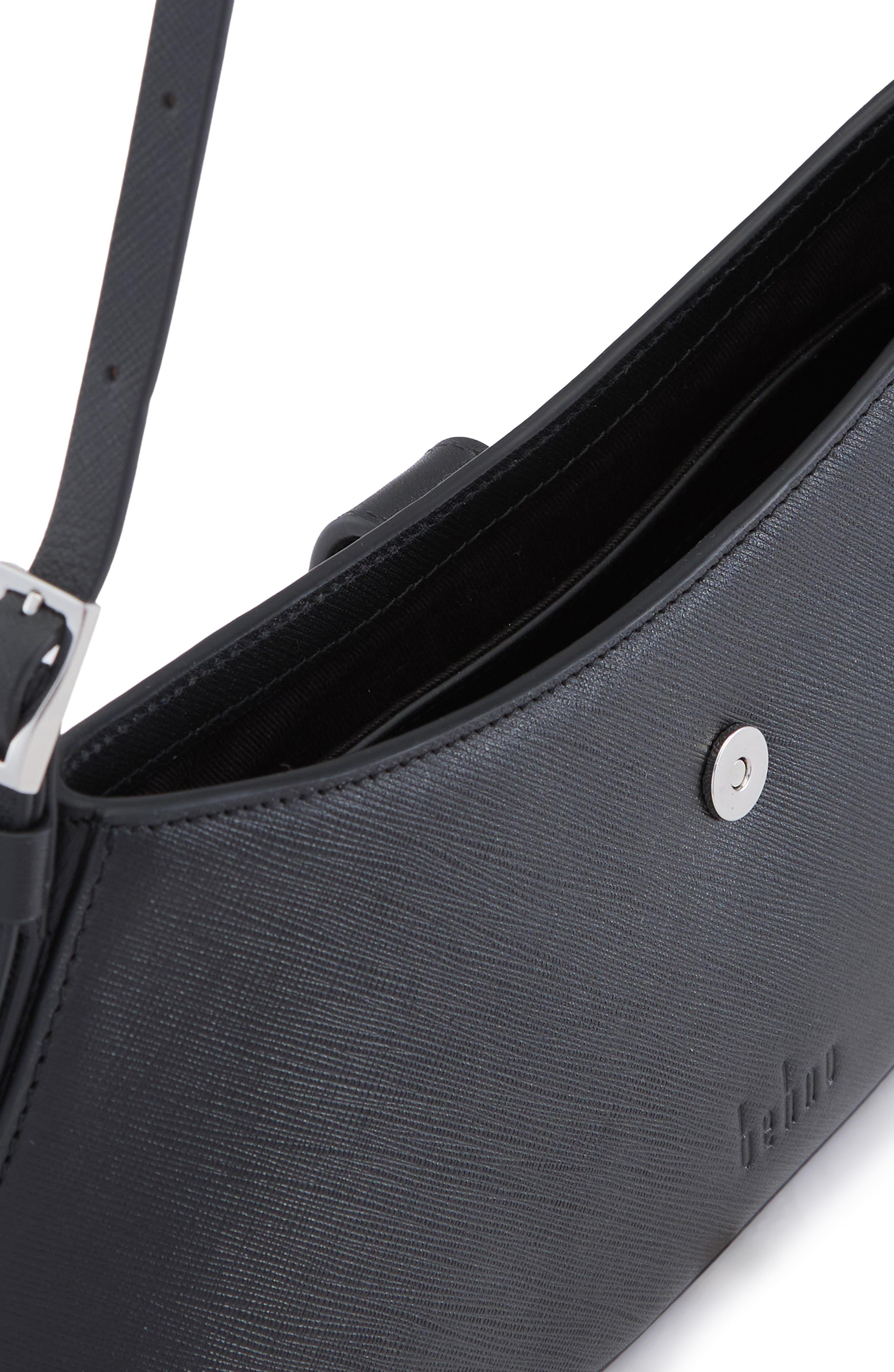 Ruth Mini Saffiano Leather Shoulder Bag, Alternate, color, BLACK
