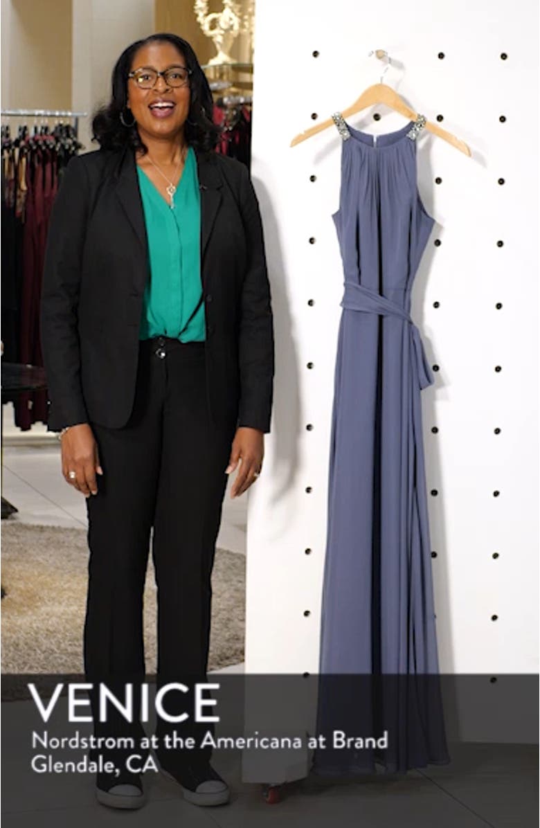 Crystal Strap Chiffon A-Line Gown, sales video thumbnail