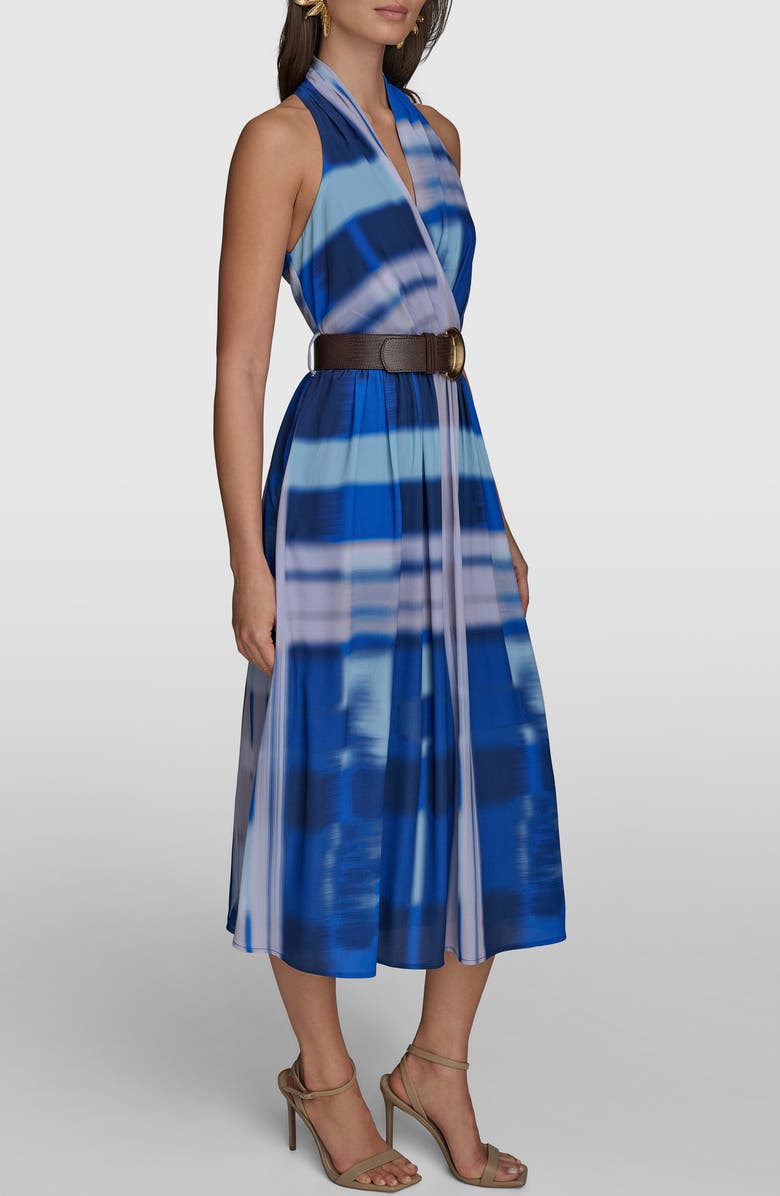 Donna Karan New York Tie Dye Print Sleeveless Midi Dress, Alternate, color, Blueberry Multi