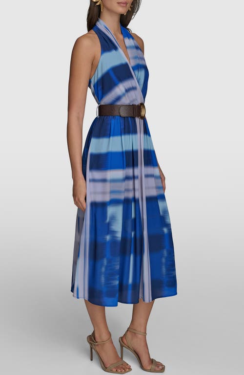 Donna Karan New York Tie Dye Print Sleeveless Midi Dress In Blueberry Multi