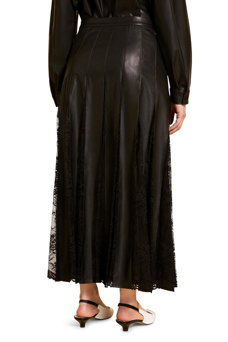 Campania Lace Detail Faux Leather Skirt, Alternate, color, BLACK