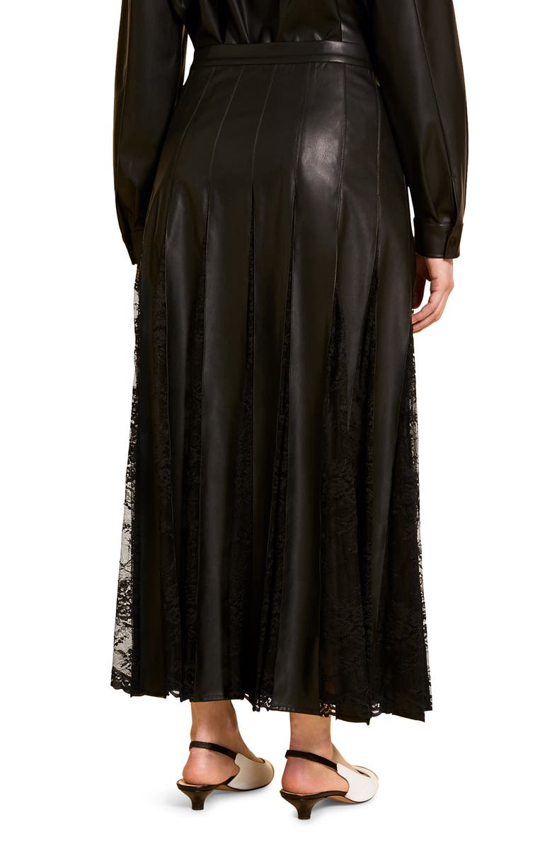 Marina Rinaldi Campania Lace Detail Faux Leather Skirt, Alternate, color,