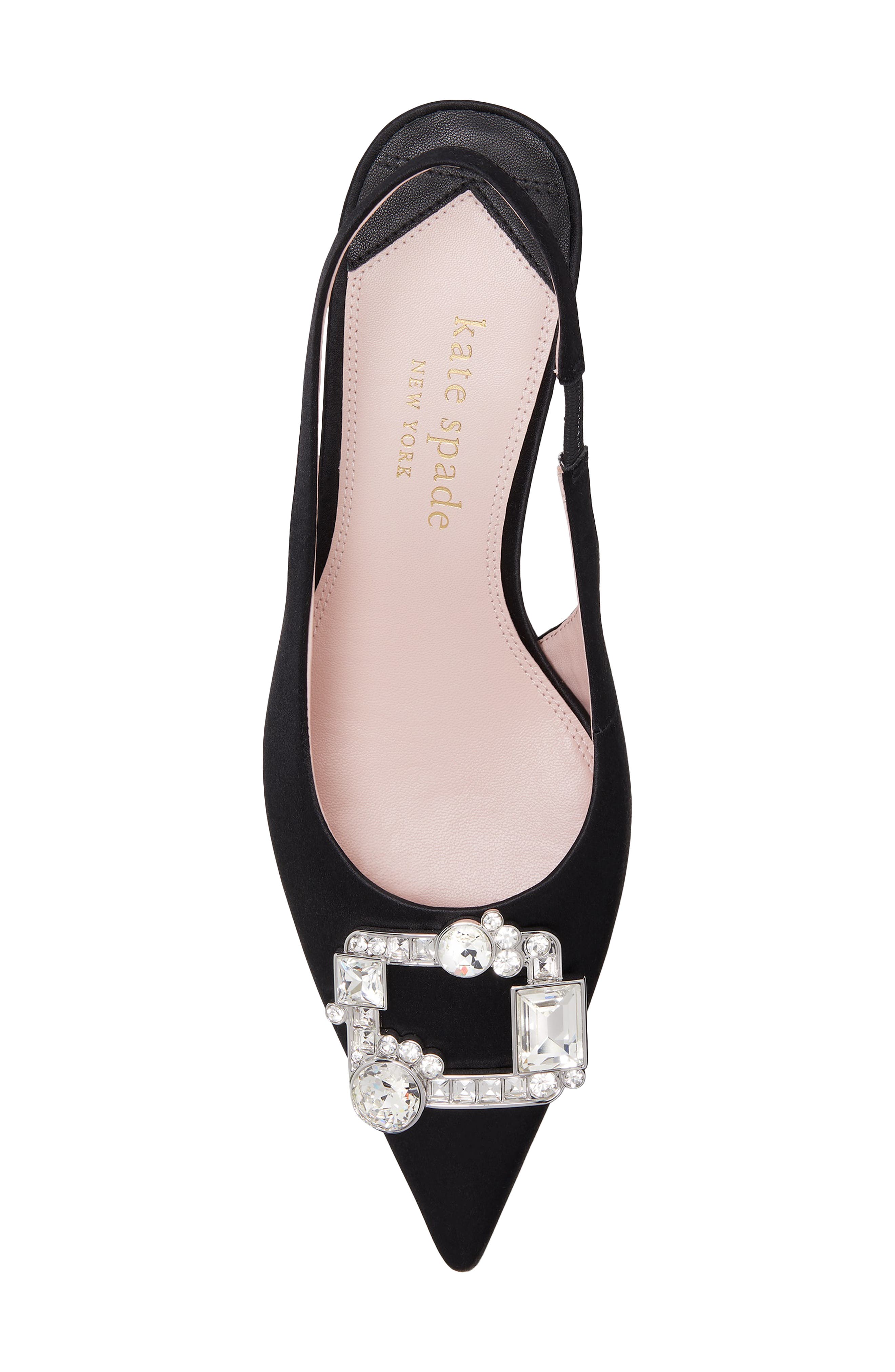 Kate Spade New York renata slingback pointed toe kitten heel pump, Alternate, color, Black
