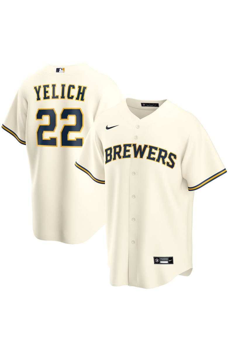 Nike Youth Nike Christian Yelich Cream Milwaukee Brewers Alternate Replica Player Jersey, Main, color, Cream