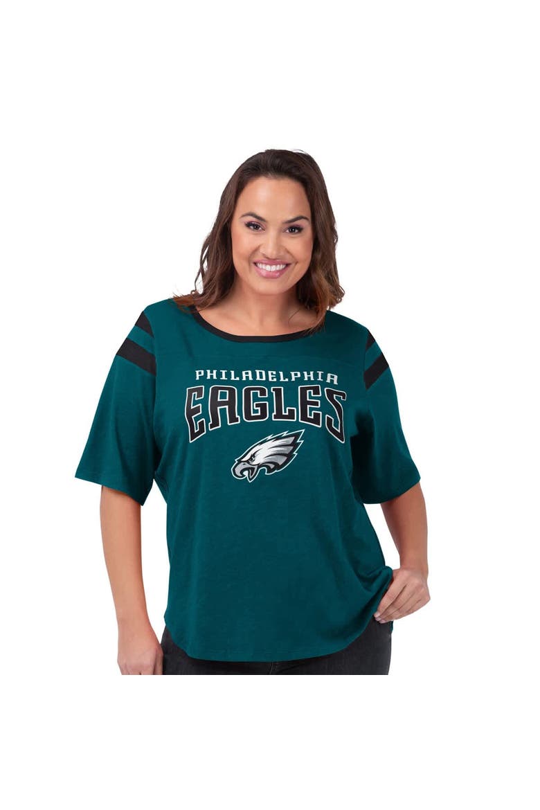Women's G-III 4Her by Carl Banks Green Philadelphia Eagles Plus Size Linebacker T-Shirt, Main, color, Green