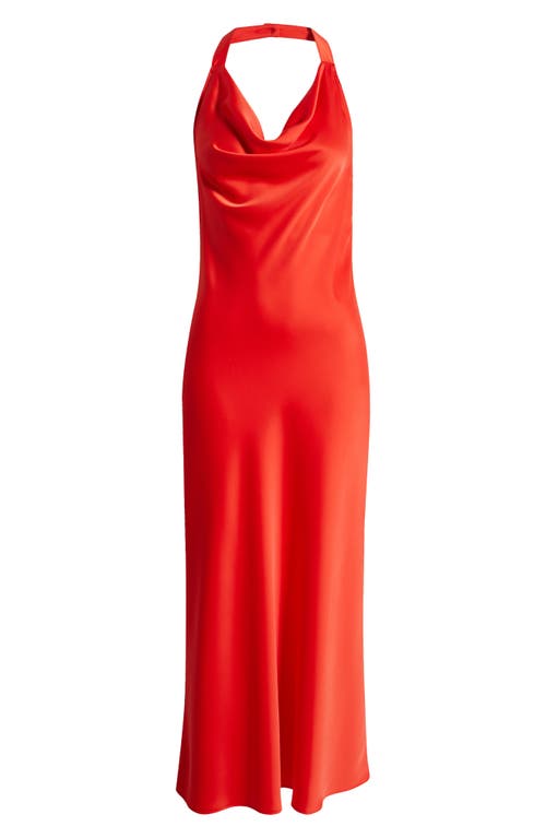 Wayf Irene Halter Neck Satin Slipdress In Persimmon