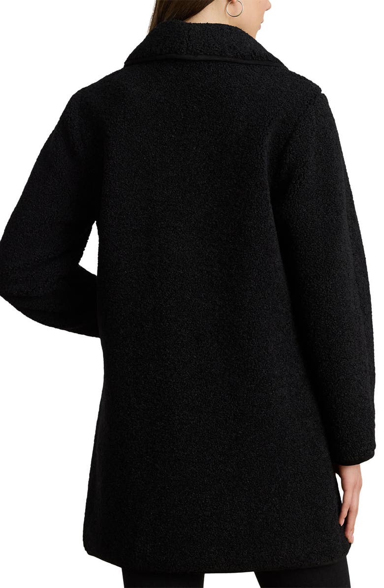 Lauren Ralph Lauren Shawl Collar Faux Shearling Coat, Alternate, color, Black