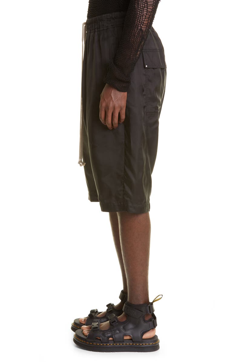 Rick Owens Pods Drop Crotch Shorts, Alternate, color, Black