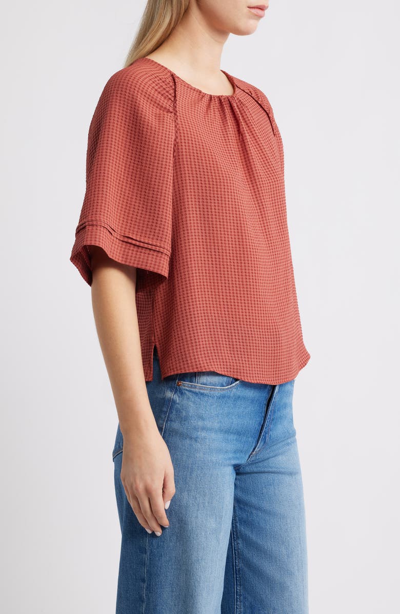 Wit & Wisdom Shirred Bell Sleeve Top, Alternate, color, Mahogany Red