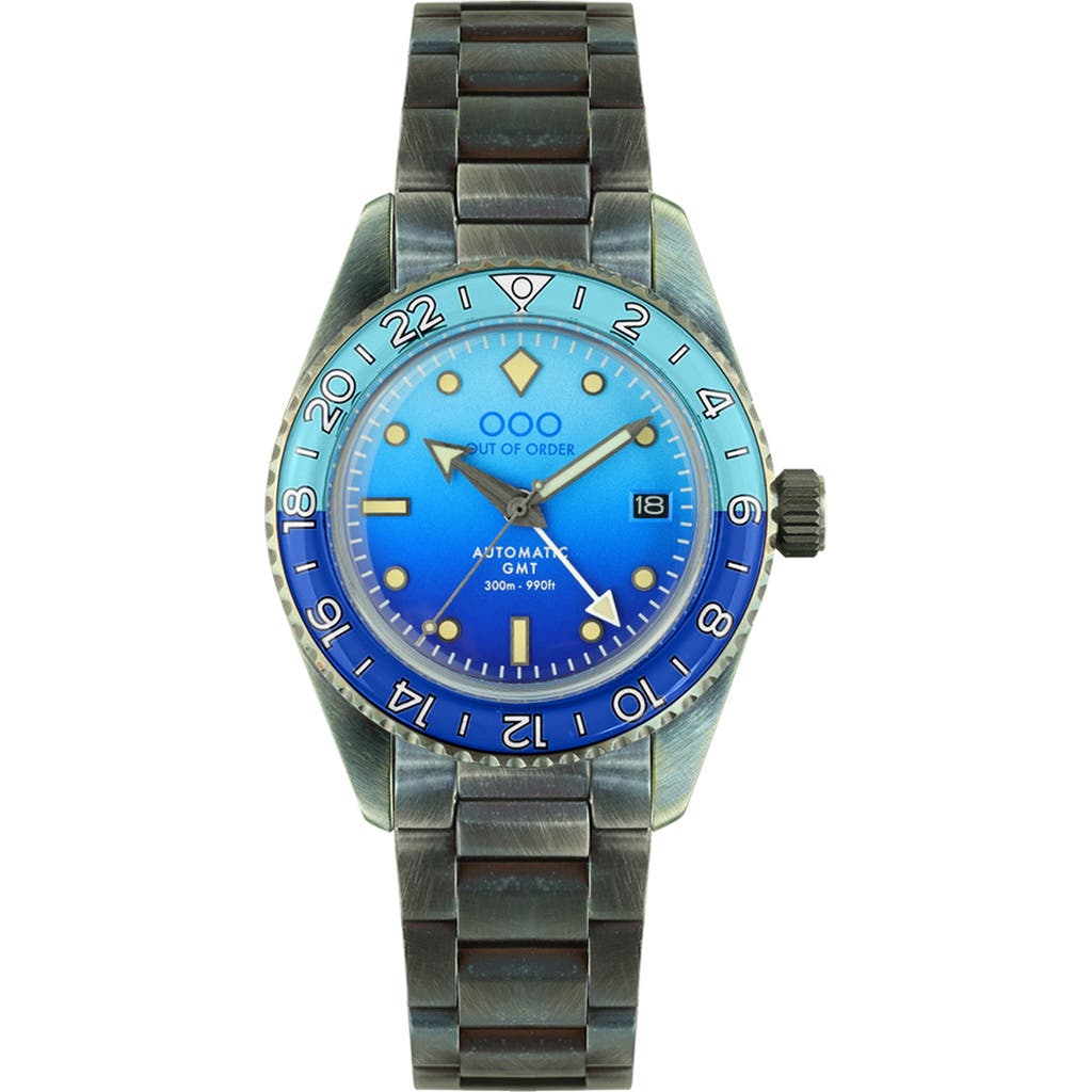 OUT OF ORDER Shaker Automatic GMT Ultra Distressed Bracelet Watch, 40mm in Bomba Blue  product