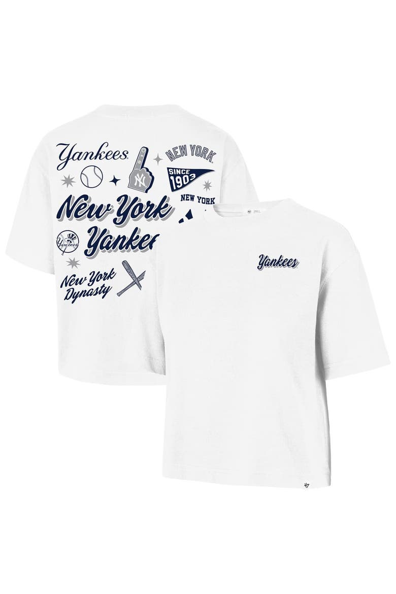 Women's '47  White New York Yankees Collage Script Reed City T-Shirt, Main, color, White