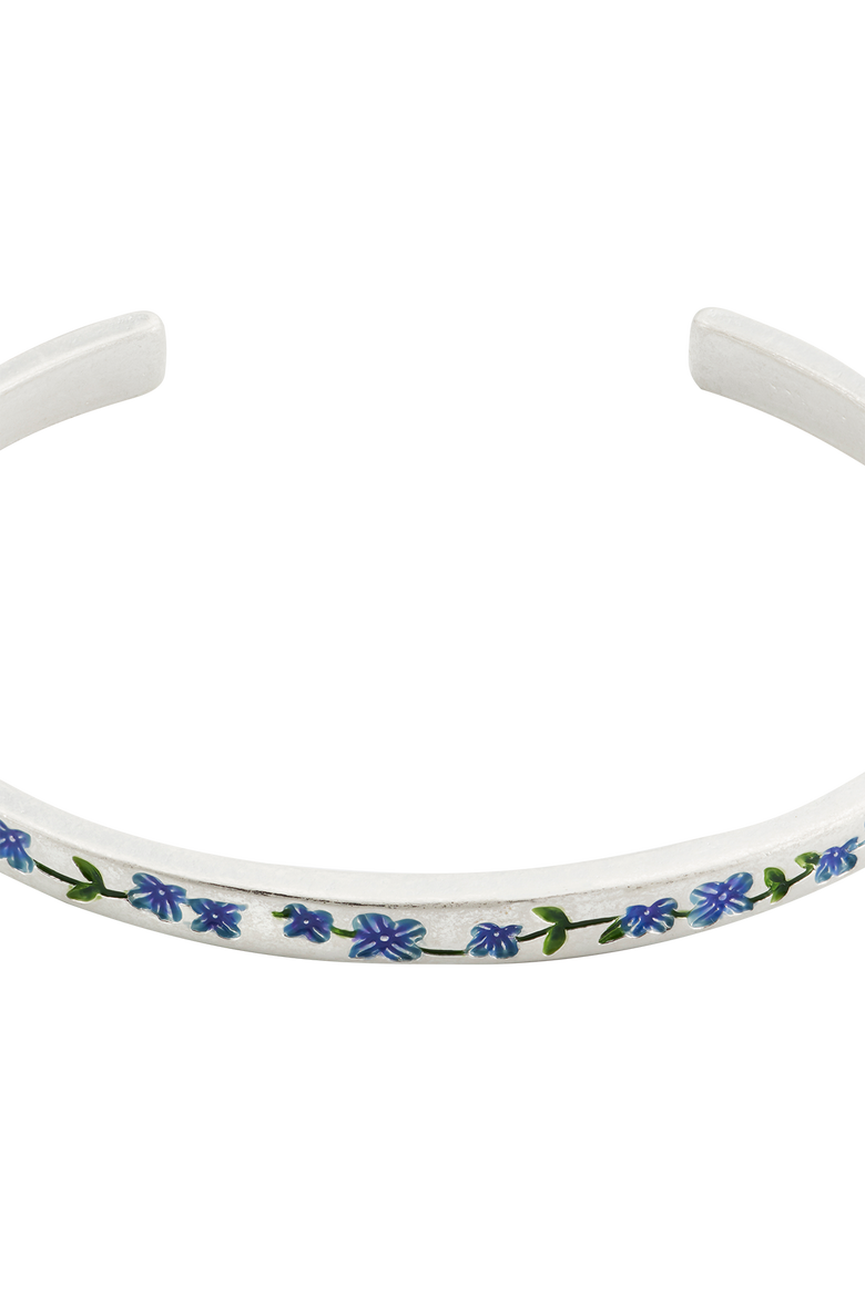 Forget Me Not Silver Bangle, Alternate, color, Silver