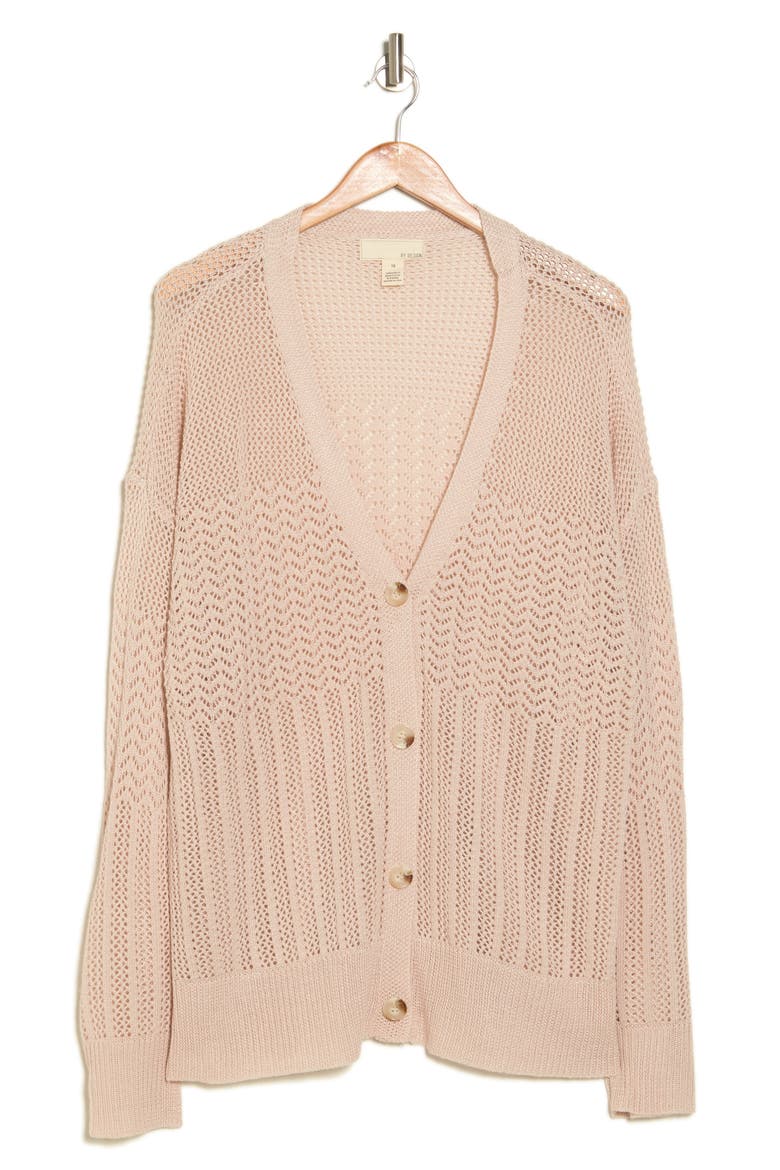 Samoa Pointelle Cardigan, Alternate, color, BRAZILIAN SAND