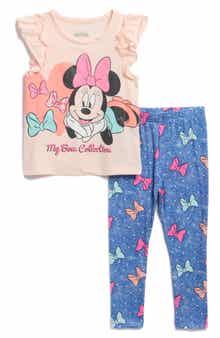 Happy Threads Kids' Minnie Mouse Graphic T-Shirt & Leggings Set