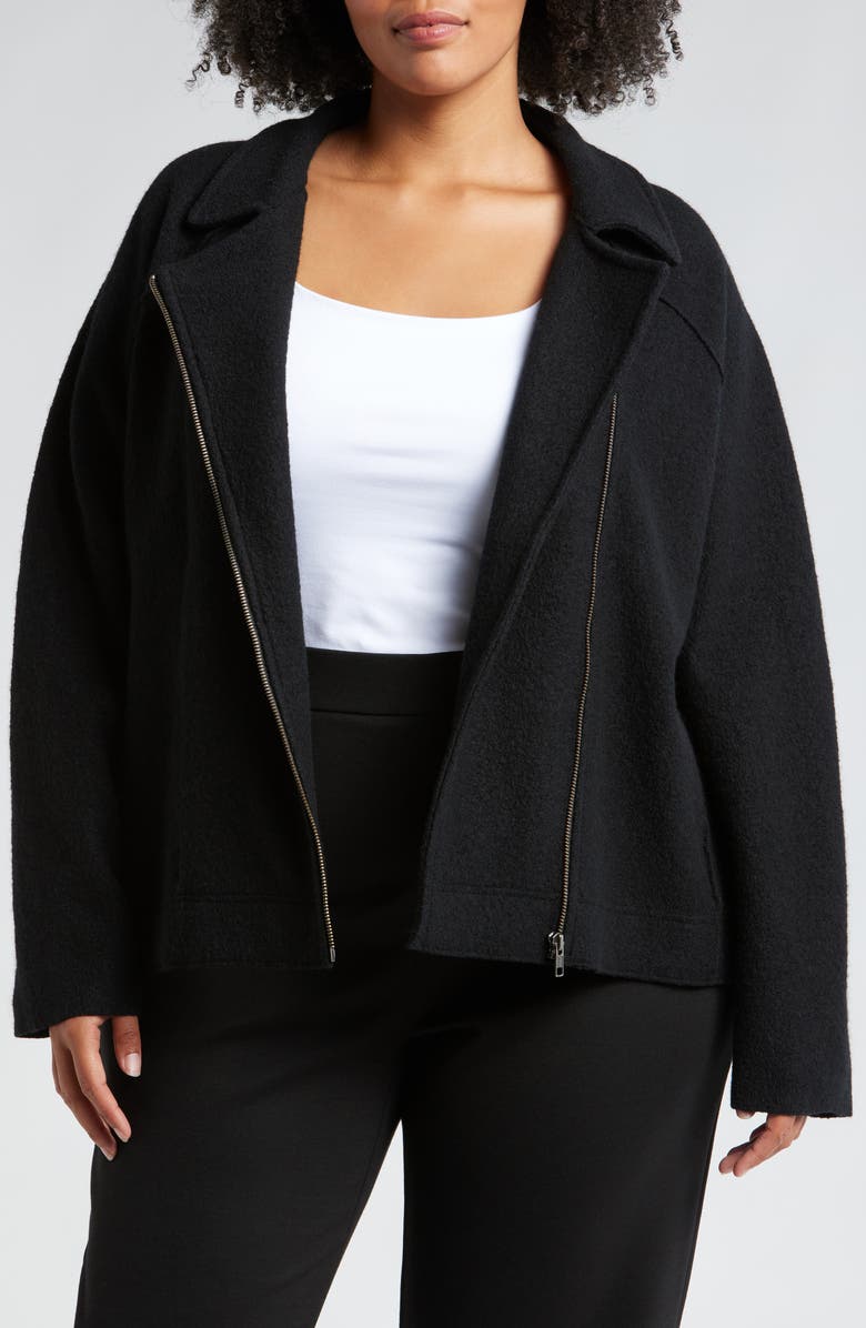 Eileen Fisher Wool Motorcycle Jacket, Main, color, 