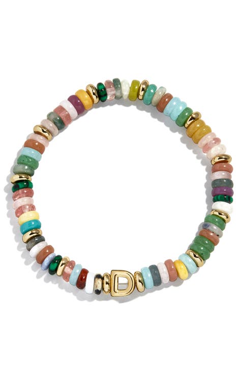 Amaris Semiprecious Initial Beaded Stretch Bracelet