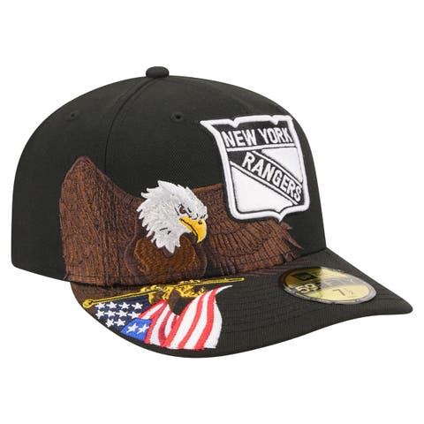 Men's New Era Black New York Rangers Freedom Pre-Curved 59FIFTY Fitted Hat