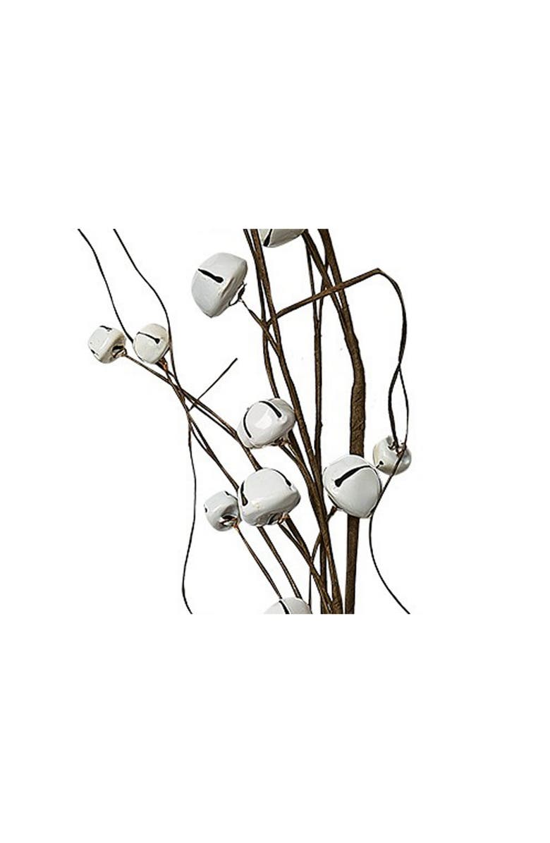 tag Bell Stem Decorative Bells White Iron Botanical Christmas Decor, Alternate, color, White