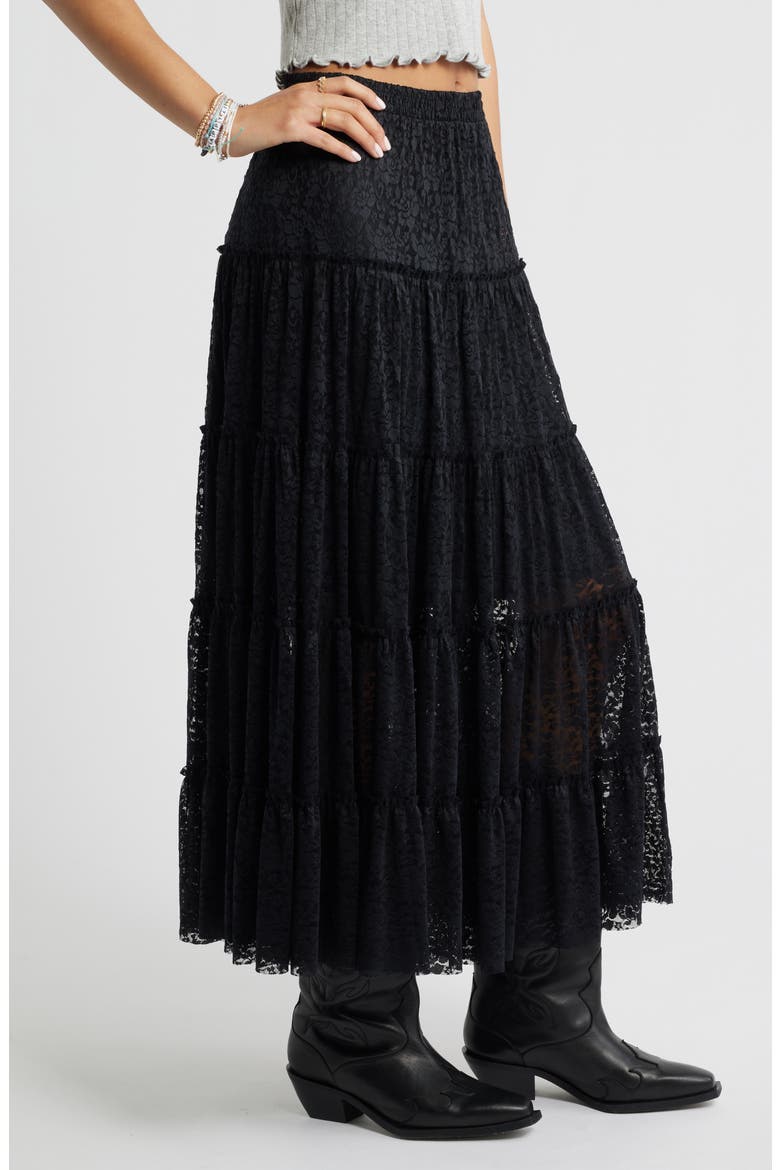 Lace Maxi Skirt, Alternate, color, BLACK