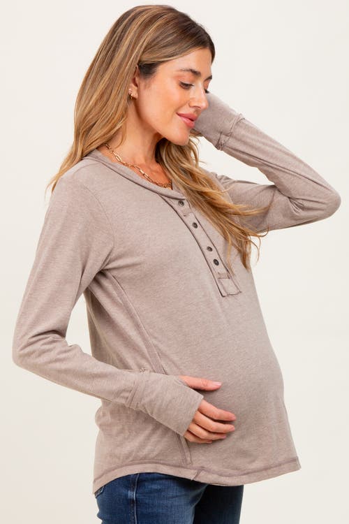 Pinkblush Long Sleeve Exposed Seam Top In Brown