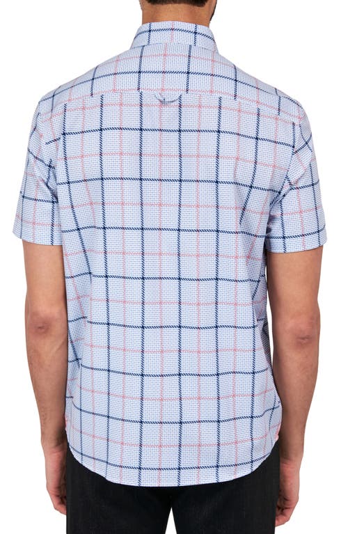 Brooklyn Brigade Gowanus Textured Grid Short Sleeve Shirt In Navy/pink